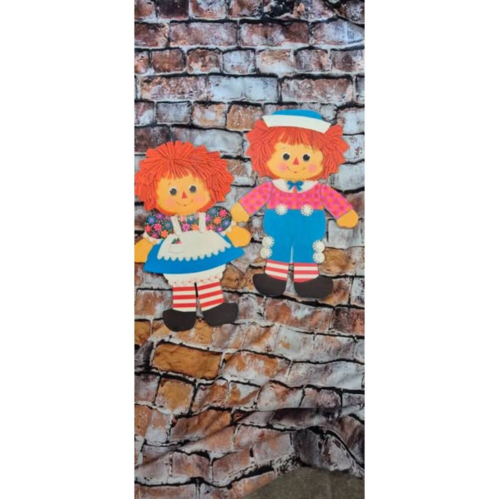 Vintage Bobbs Merrell Hallmark Raggedy Ann Andy Party Decor 9.25" Never Used EUC
